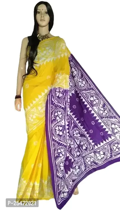 Elegant Multicoloured Cotton Saree with Blouse piece For Women