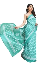 Elegant Multicoloured Cotton Saree with Blouse piece For Women-thumb1