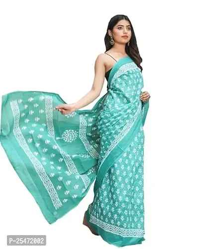 Elegant Multicoloured Cotton Saree with Blouse piece For Women-thumb2