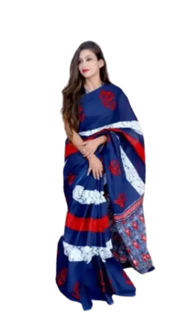 Elegant Mulmul Cotton Saree with Blouse piece 