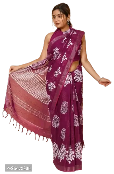 Elegant Multicoloured Cotton Saree with Blouse piece For Women