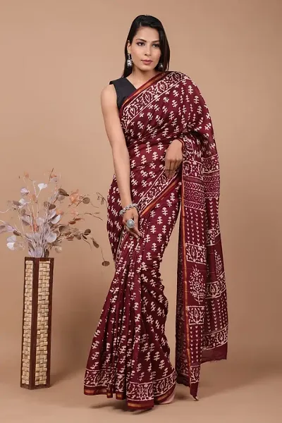 Best Selling Chanderi Silk Saree with Blouse piece 