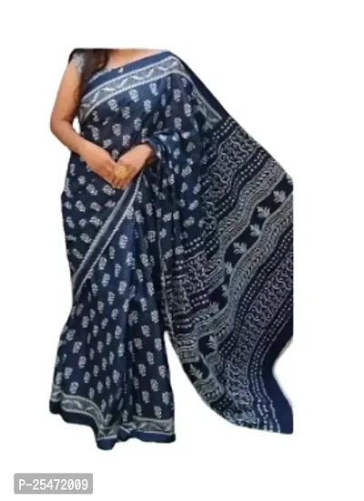 Elegant Multicoloured Cotton Saree with Blouse piece For Women