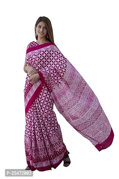 Elegant Multicoloured Cotton Saree with Blouse piece For Women