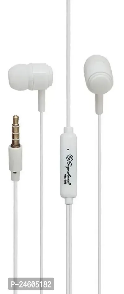 Stylish Headsets White In-ear  Wired - 3.5 MM Single Pin-thumb0