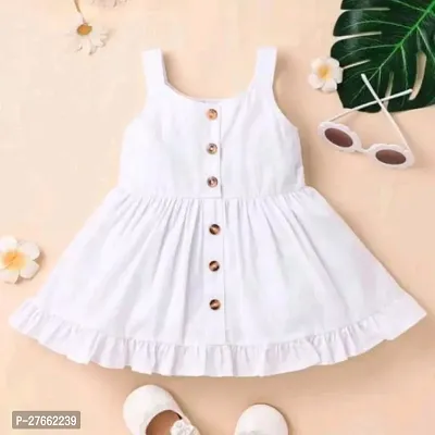 Fabulous White Cotton Solid Frocks For Girls-thumb0