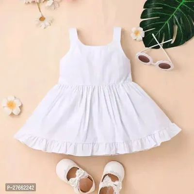 Fabulous White Cotton Solid Frocks For Girls-thumb0