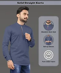 Reliable Grey Cotton Solid Straight Kurta For Men-thumb4