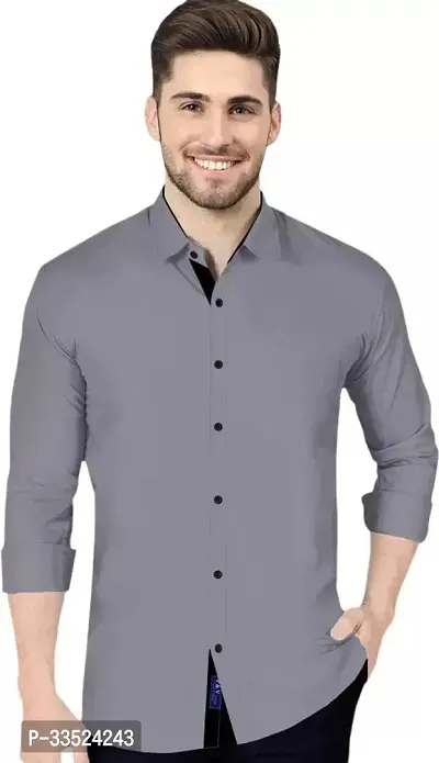 Stylish Grey Cotton Blend Casual Shirt For Men