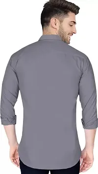 Stylish Grey Cotton Blend Casual Shirt For Men-thumb1