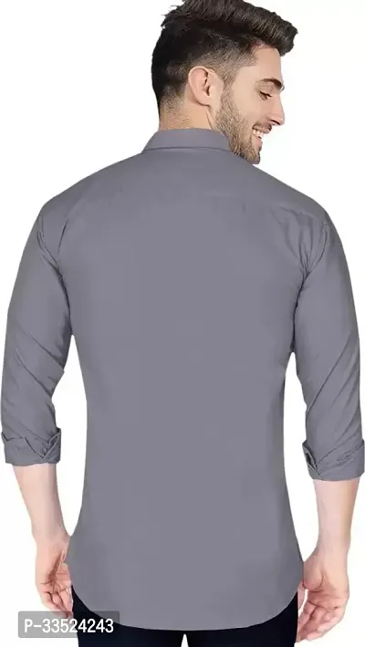 Stylish Grey Cotton Blend Casual Shirt For Men-thumb2