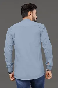 Reliable Grey Cotton Solid Straight Kurta For Men-thumb1