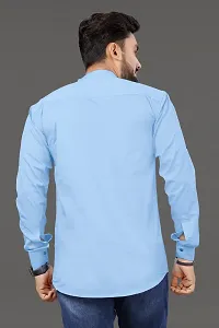 Reliable Blue Cotton Solid Straight Kurta For Men-thumb4