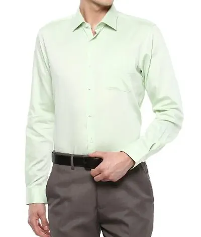 JAINISH Mens Solid Formal Shirts(Light-Green, XL)