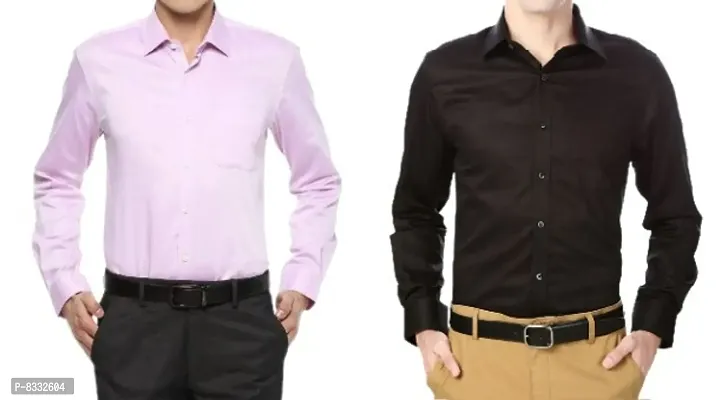 Stylish Men Full Sleeves Formal Shirts Pack of 2-thumb0