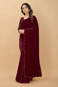 Stylish Fancy Designer Velvet Saree With Blouse Piece For Women-thumb3