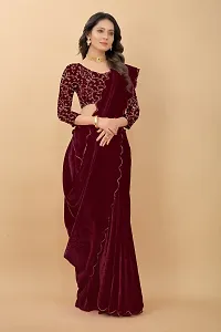 Stylish Fancy Designer Velvet Saree With Blouse Piece For Women-thumb4