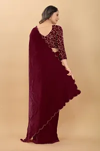 Stylish Fancy Designer Velvet Saree With Blouse Piece For Women-thumb1