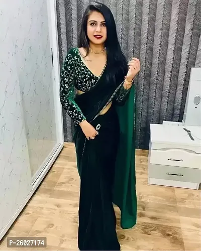 Stylish Fancy Designer Velvet Saree With Blouse Piece For Women-thumb4