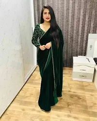 Stylish Fancy Designer Velvet Saree With Blouse Piece For Women-thumb2