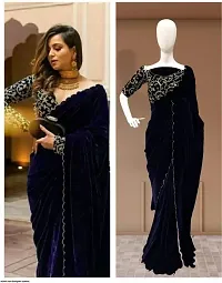 Stylish Fancy Designer Velvet Saree With Blouse Piece For Women-thumb2