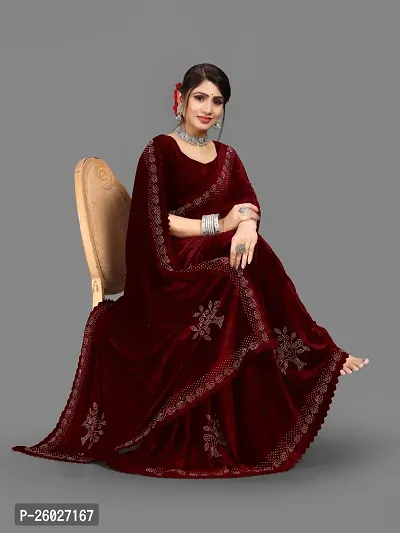 Stylish Fancy Designer Velvet Saree With Blouse Piece For Women