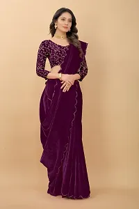 Stylish Fancy Designer Velvet Saree With Blouse Piece For Women-thumb3