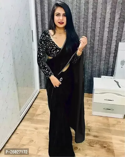 Stylish Fancy Designer Velvet Saree With Blouse Piece For Women