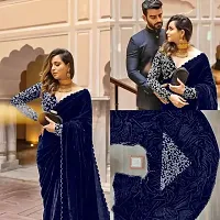 Stylish Fancy Designer Velvet Saree With Blouse Piece For Women-thumb4