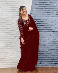 Stylish Fancy Designer Velvet Saree With Blouse Piece For Women-thumb1