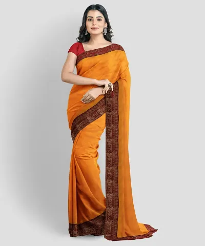 Gopi Fashion Self Design Banarasi Blend Saree (Yellow)