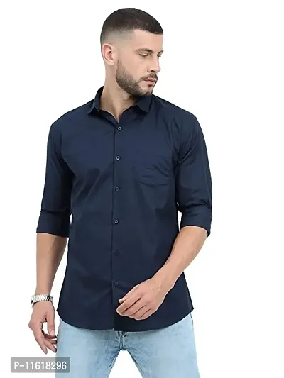 Classic Cotton Blend Solid Formal Shirts for Men-thumb0