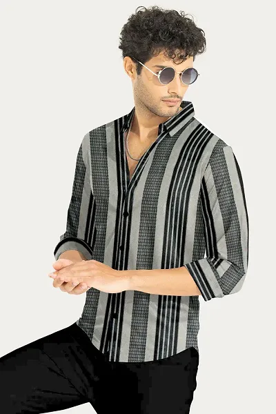 Striped Spread Collar Casual Shirt For Men(Multicolor)