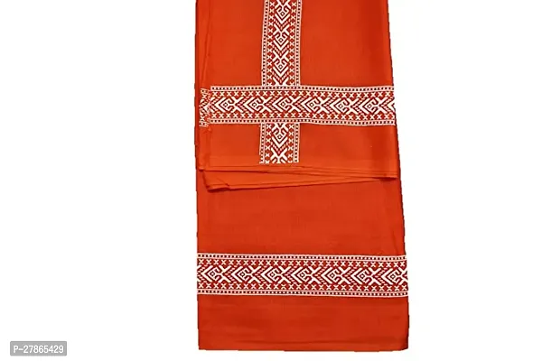 Cotton Gamcha Hand Bath Towel Red/Orange Color For Men Approx Length 2.00 Meter Length-thumb0