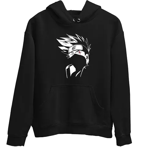 DEMAMD PRINT Kakashi Hoodie Black Men's and Women Cotton Jacket Anime Naruto Uchiha Clan Logo Hooded Sweatshirt (Medium)