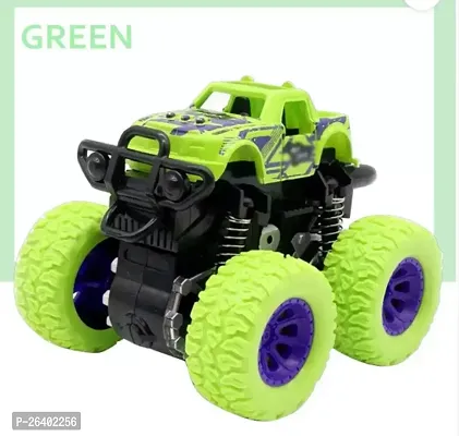 Mini Monster Truck Friction Powered Cars Toys, 360 Degree Stunt 4Wd Cars Push Go Truck For Toddlers Kids Gift Friction Car Green Color