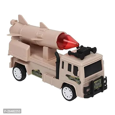 Friction Powered Missile Launcher Fighter Army Truck - Inertia Military Jeep Vehicle With Rocket Lights And Sounds Toy For Kids Multicolor-thumb0