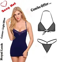 Yooo Shopi Combo Offer! Women Babydoll Nightwear Polyester I Satin Bra Panty Lingerie Set 012-thumb3