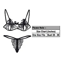 Yooo Shopi New Sexy Hot Net Bra Set Women with Panty Bra Lingerie Set Black  Red Combo Offer-thumb1