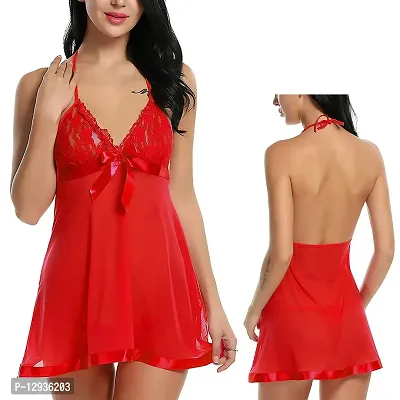 Yooo Shopi yoyo Exclusive Babydoll Lingerie Set for Honeymoon for Woman Sexy Night Dress Above Knee Baby Doll Night Dress Hot Sexy Red-thumb0