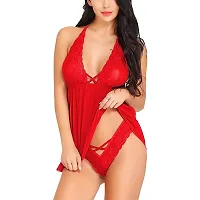 Yooo Shopi Exclusive Babydoll Lingerie Set for Honeymoon for Woman Sexy Night Dress Above Knee Baby Doll Night Dress Hot Sexy Red-thumb2