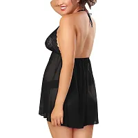 Yooo Shopi yoyo Exclusive Babydoll Lingerie Set for Honeymoon for Woman Sexy Night Dress Above Knee Baby Doll Night Dress Hot Sexy Nighty Black-thumb2