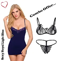 Yooo Shopi Combo Offer! Women Babydoll Nightwear Lace Bra Panty Lingerie Set-thumb3