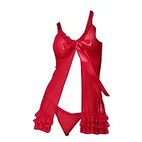 Yooo Shopi Babydoll Nighty Sexy Lingerie for Honeymoon Bra Panty Combo for Women Combo Offer Pack of 2 Red & Red-thumb2