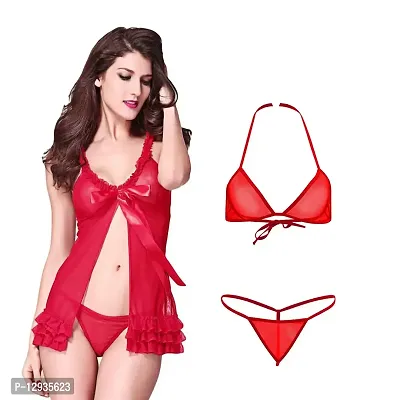 Yooo Shopi Babydoll Nighty Sexy Lingerie for Honeymoon Bra Panty Combo for Women Combo Offer Pack of 2