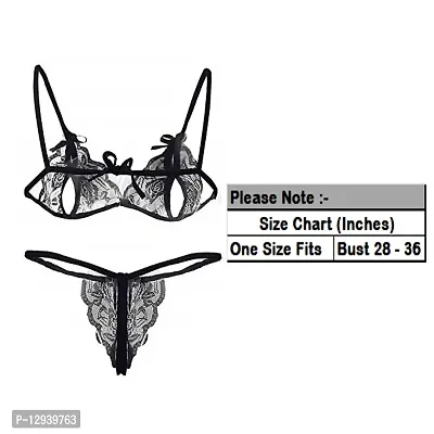 Yooo Shopi New Sexy Hot Net Bra Set Women with Panty Bra Lingerie Set Black-thumb3