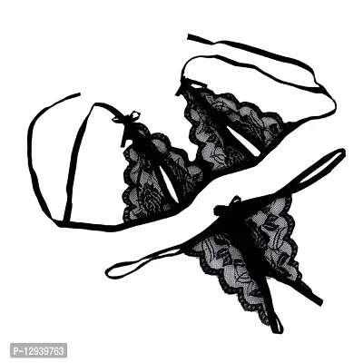 Yooo Shopi New Sexy Hot Net Bra Set Women with Panty Bra Lingerie Set Black-thumb4