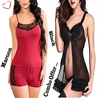 Yooo Shopi Babydolls Sexy Lingerie for Honeymoon Sex Combo Offer Women Babydoll Nightwear Lingerie with Panty Babydoll Lingerie Combo-thumb3