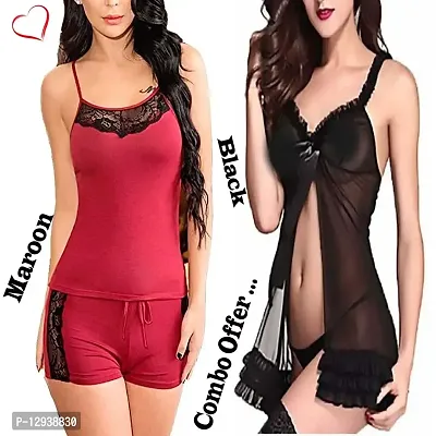 Yooo Shopi Babydolls Sexy Lingerie for Honeymoon Sex Combo Offer Women Babydoll Nightwear Lingerie with Panty Babydoll Lingerie Combo-thumb4