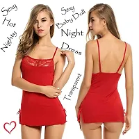 Yooo Shopi Women Babydoll Nightwear Lingerie with Matching Panty and Bra Panty Set Above Knee Combo Offer Red-thumb4